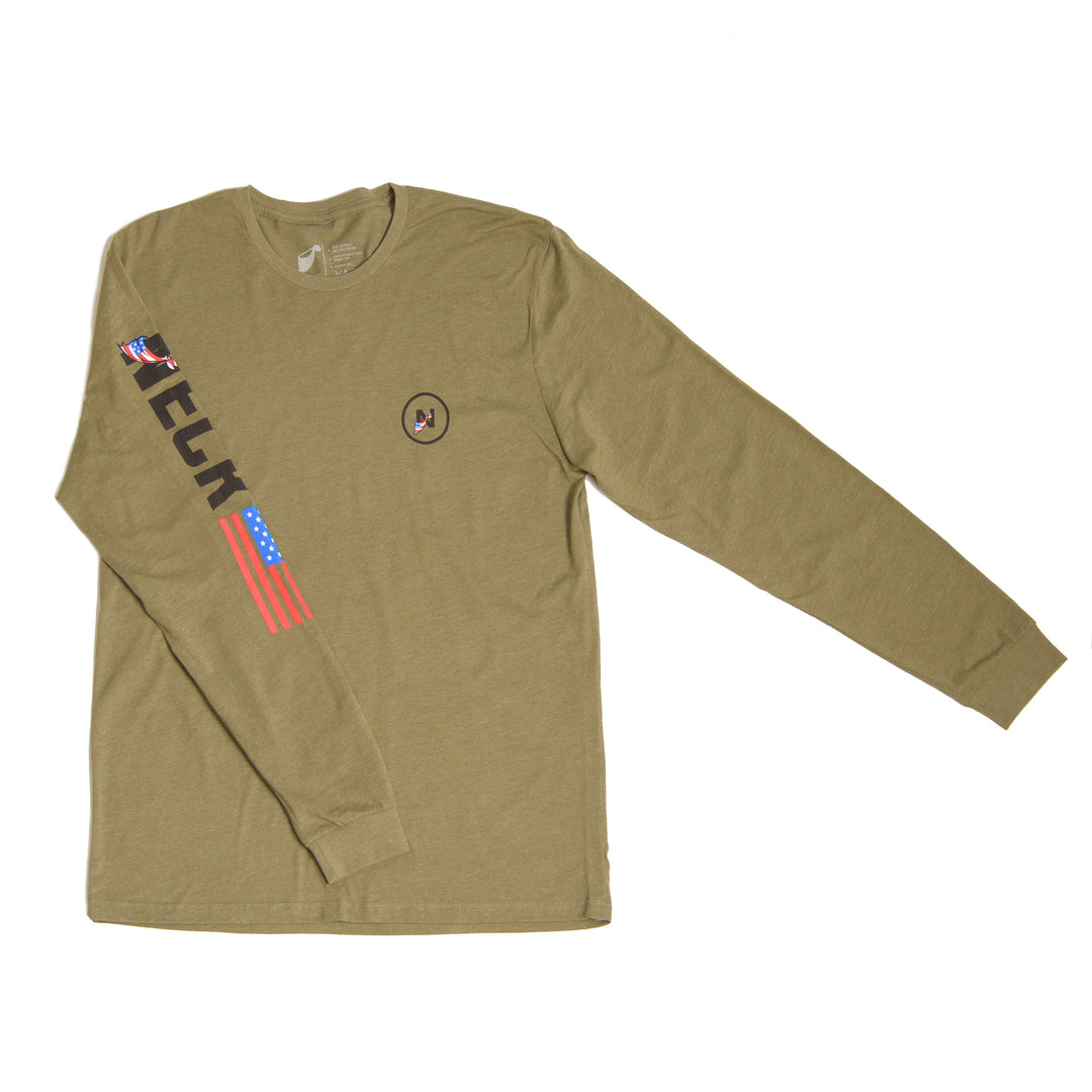 Army Green long sleeve Neck T-Shirt